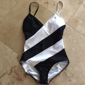 Michael Kors diagonal stripe one piece swimsuit